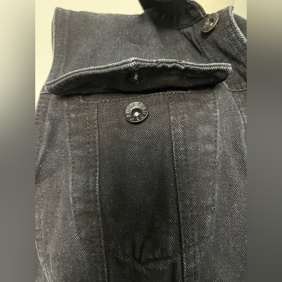 vintage y2k cotton black denim vest jacket pockets mens large metal button rude - Picture 8 of 12